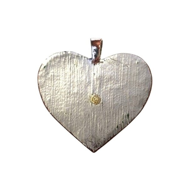 Vintage Pebble Design Heart Pendant - Silver Toned - Picture 2 of 2